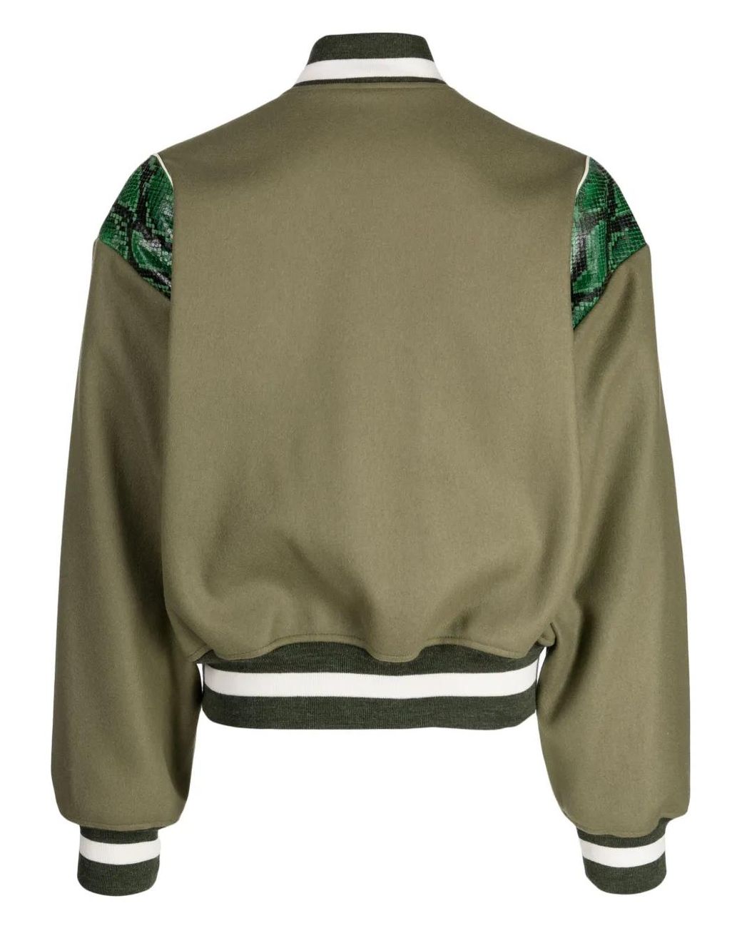 Bally Green Snakeskin Effect-Detail Bomber Jacket for men