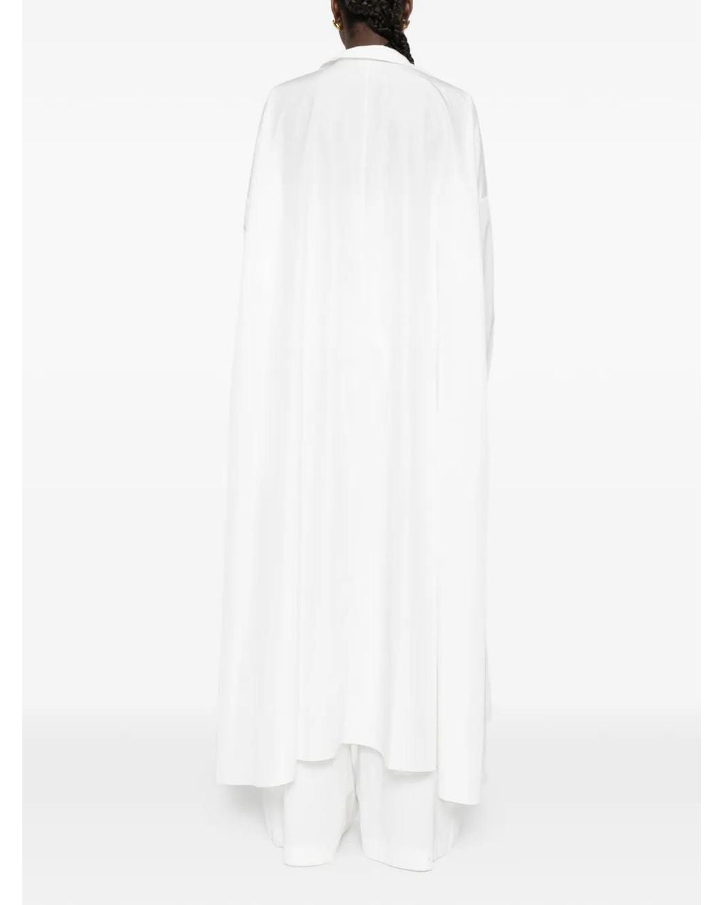 Norma Kamali White Long-Sleeve Midi Dress