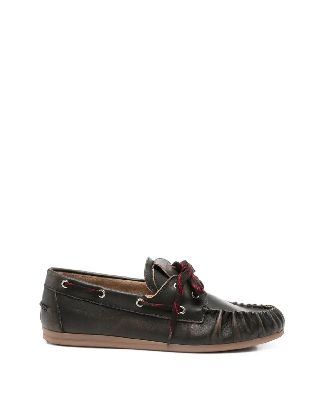 Alohas White Rowan Sporty Lace-Up Leather Loafers