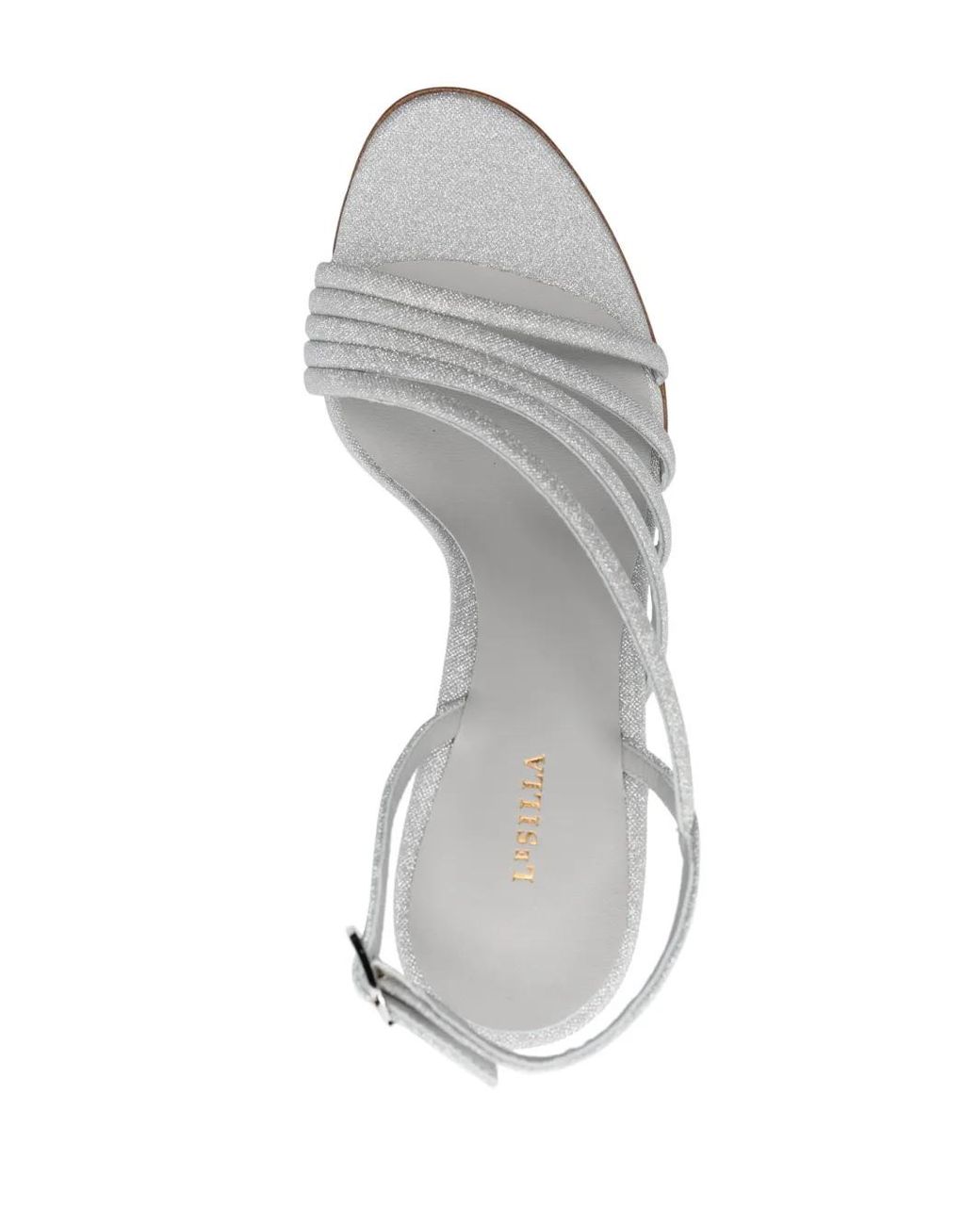 Le Silla White 115Mm Metallic Leather Sandals