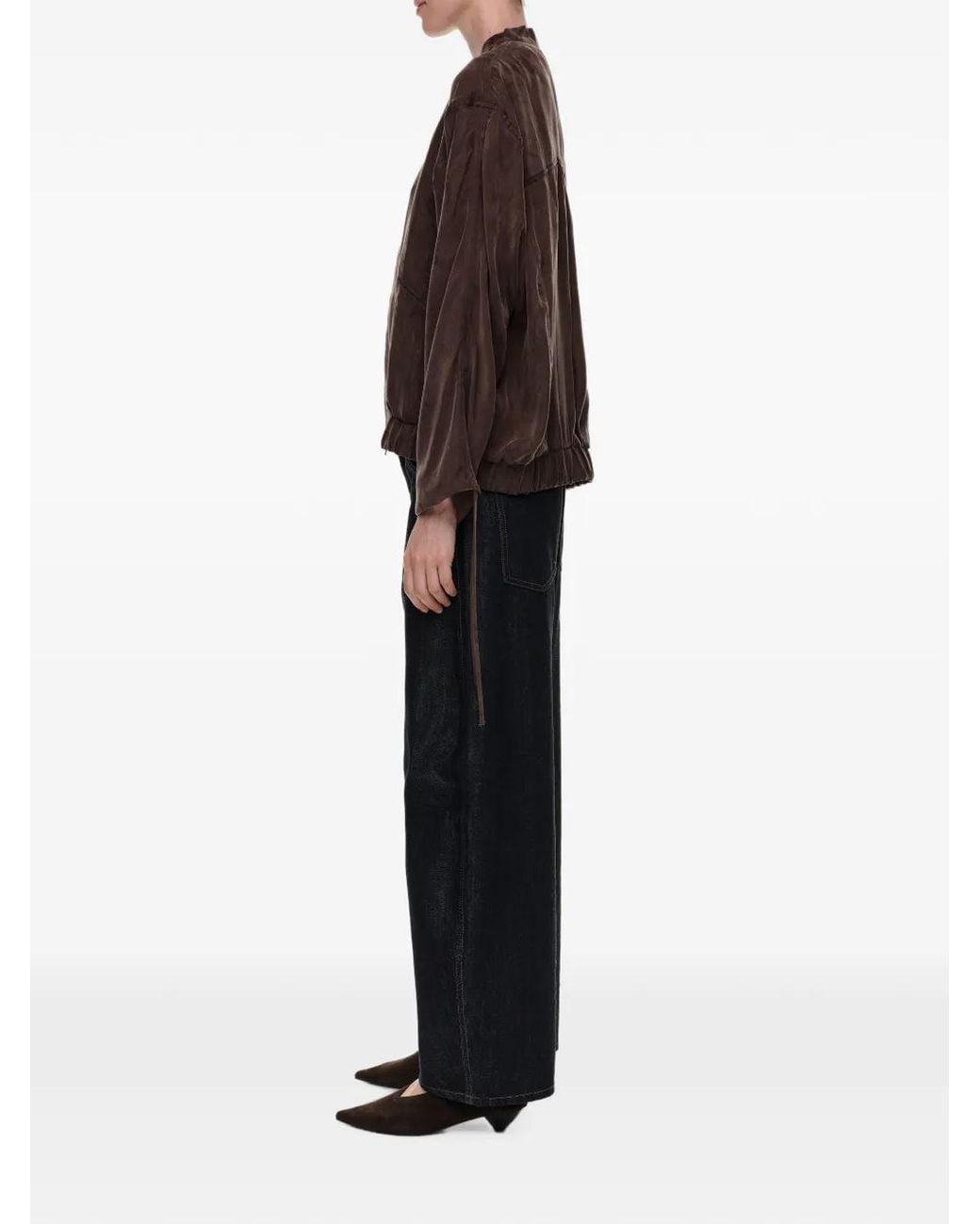 Bimba Y Lola Brown Washed Fluid Bomber Jacket