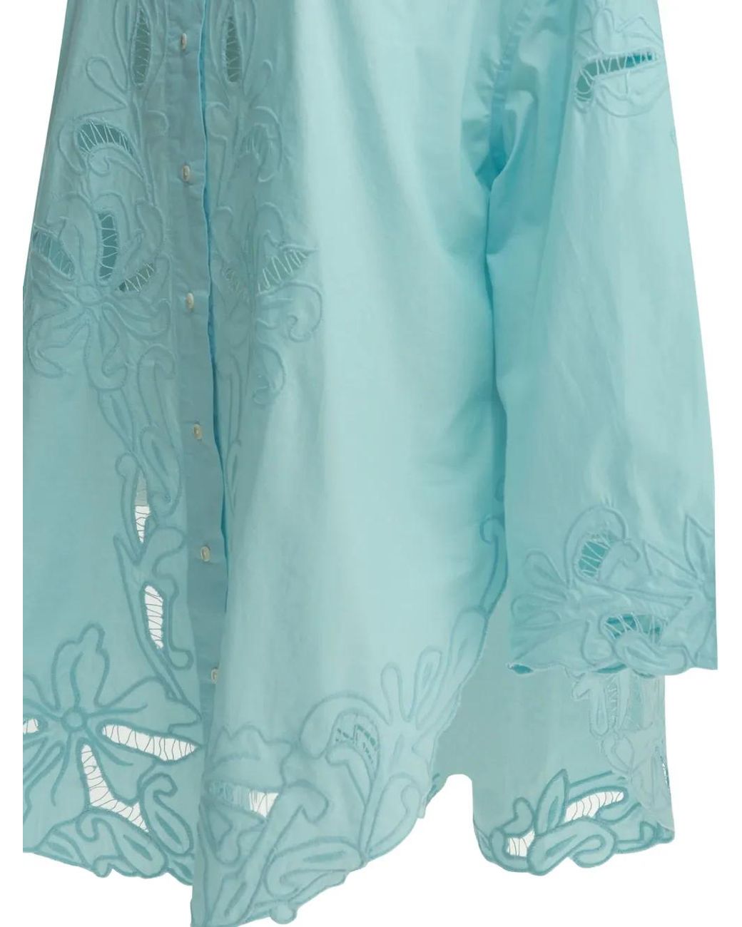 Juliet Dunn Blue Cut-Out Embroidered Shirt