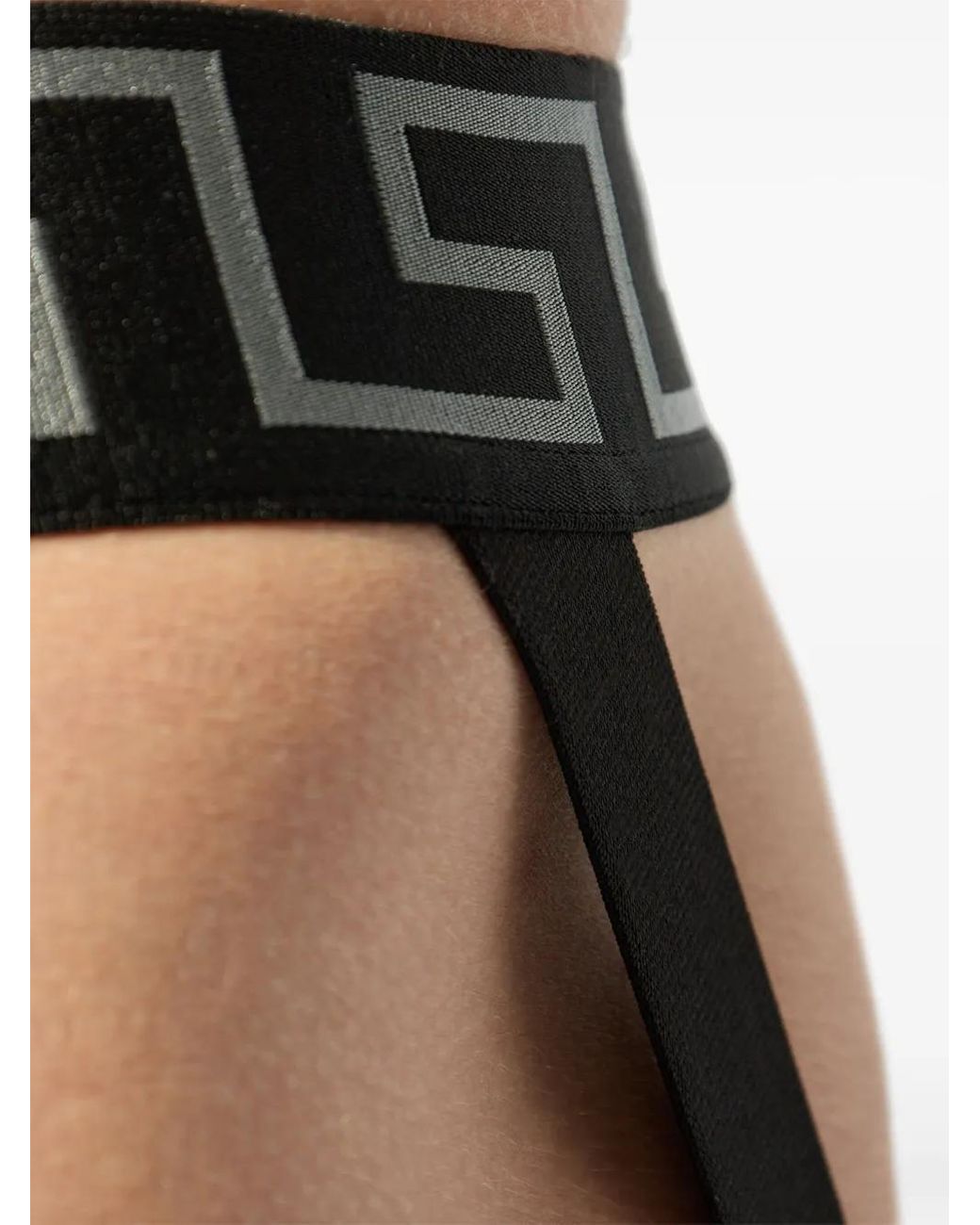 Versace Black Barocco Stretch-Cotton Jockstrap for men