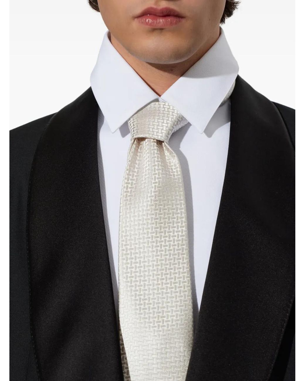 Corbata Tejido Irregular Tom Ford de hombre de color White
