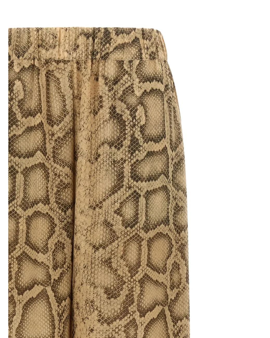ANDAMANE Natural Lena Elasticated-Waist Python-Print Trousers