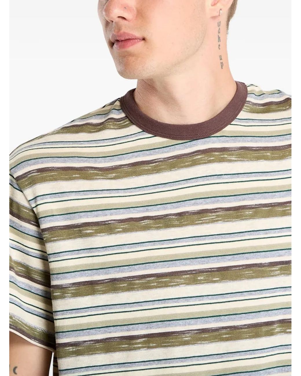 Brain Dead Green Toni Striped T-Shirt for men