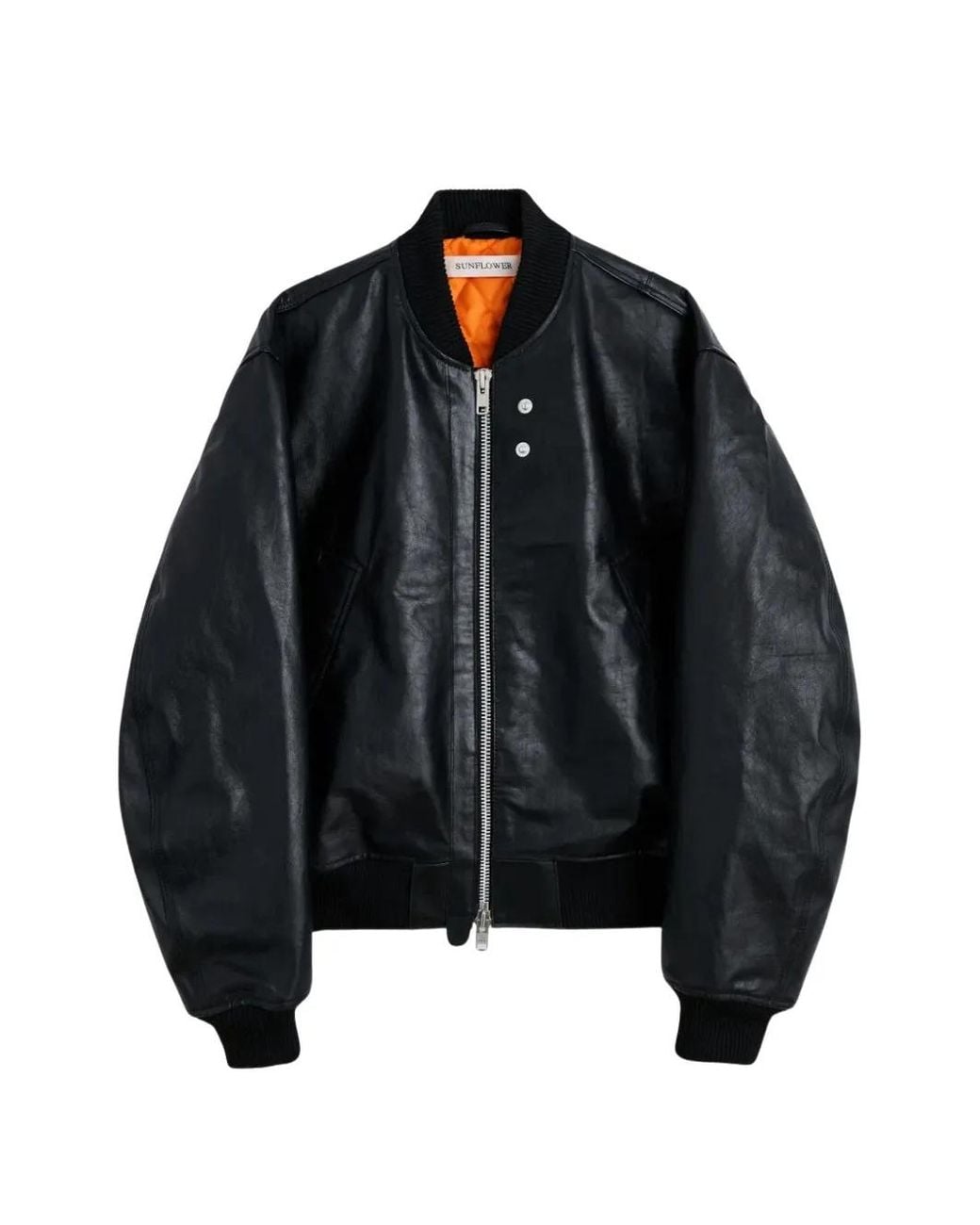 sunflower Black Leather Flight Jacket for men