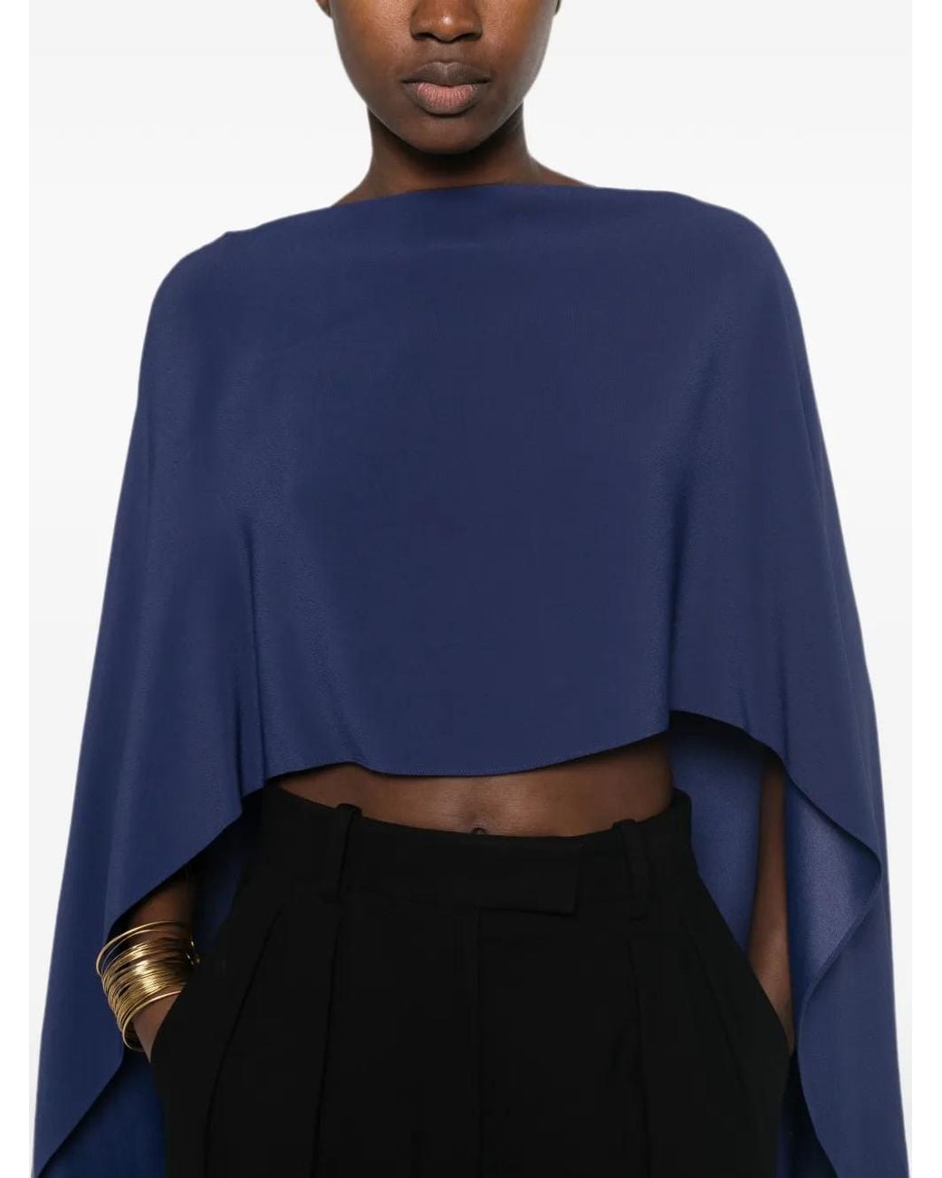 Alberta Ferretti Blue Draped-Detail Scarf