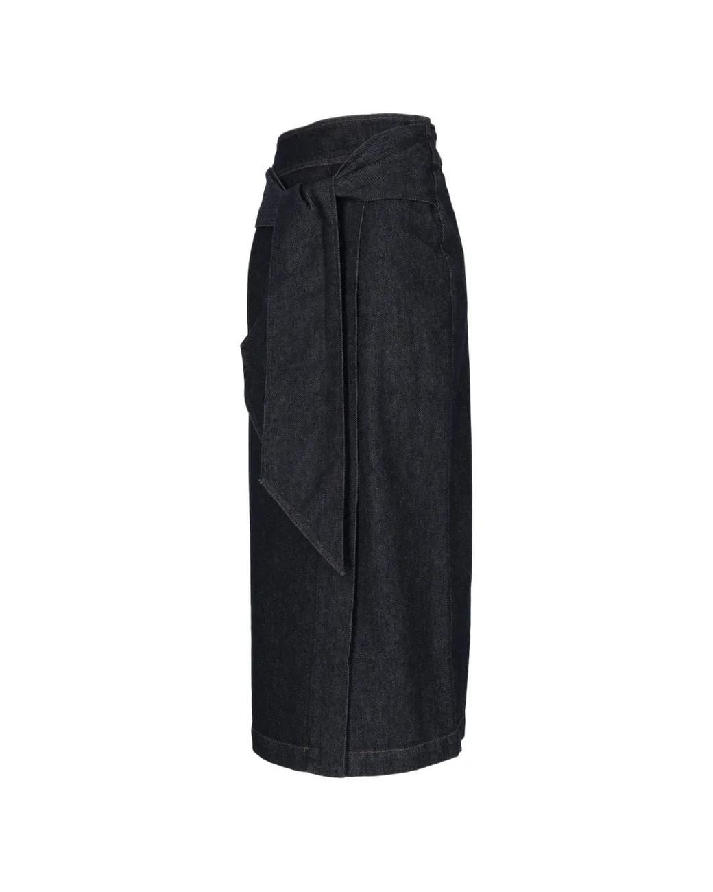 Emporio Armani Black Tie-Waist Wrap Midi Skirt