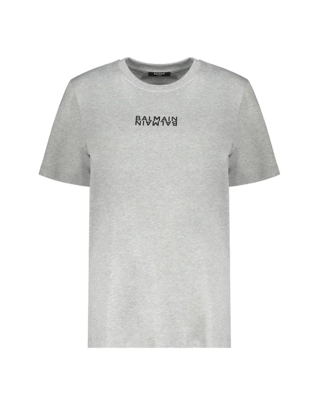 Balmain Gray Logo T-Shirt