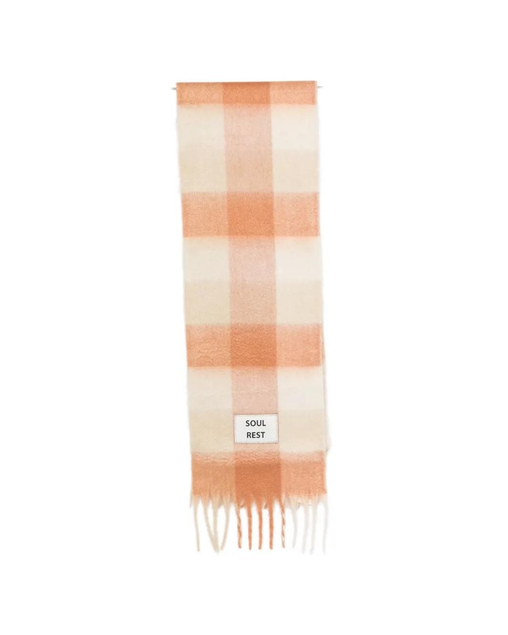 Verb to Do White Check Fringed Scarf