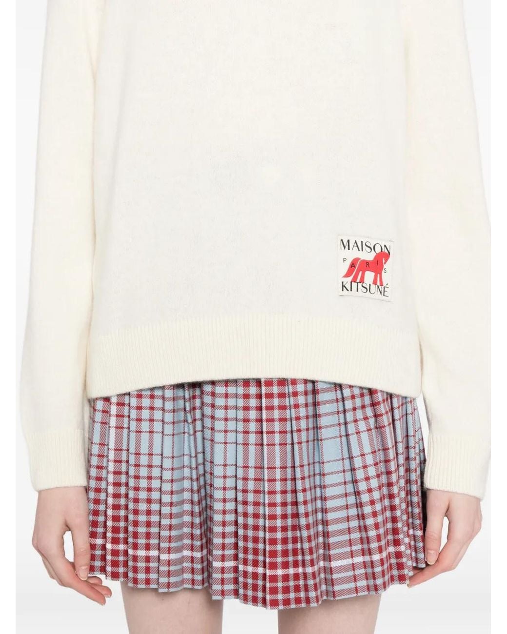 Maison Kitsuné Natural Logo-Patched Round-Neck Jumper