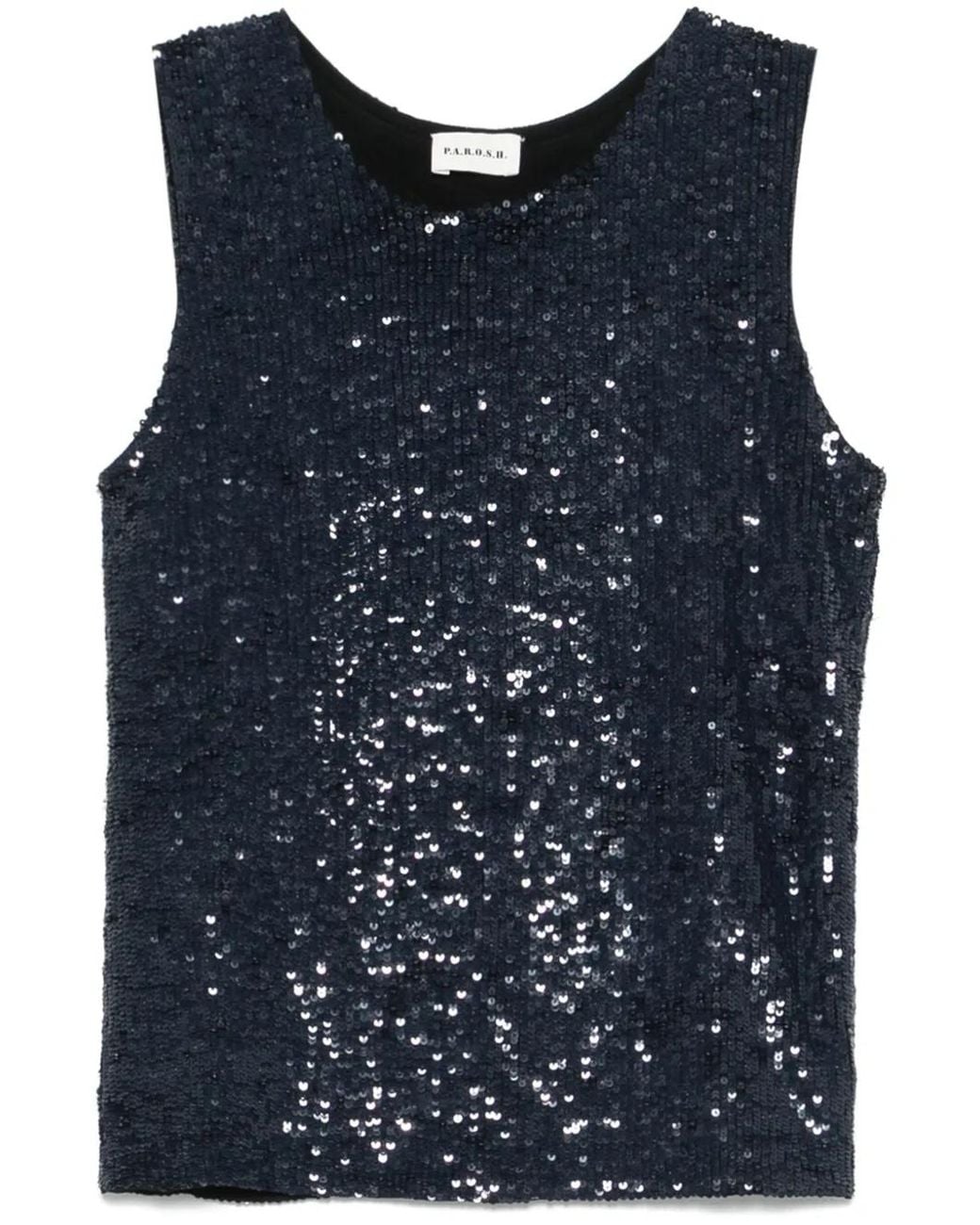 P.A.R.O.S.H. Blue Sequined Tank Top