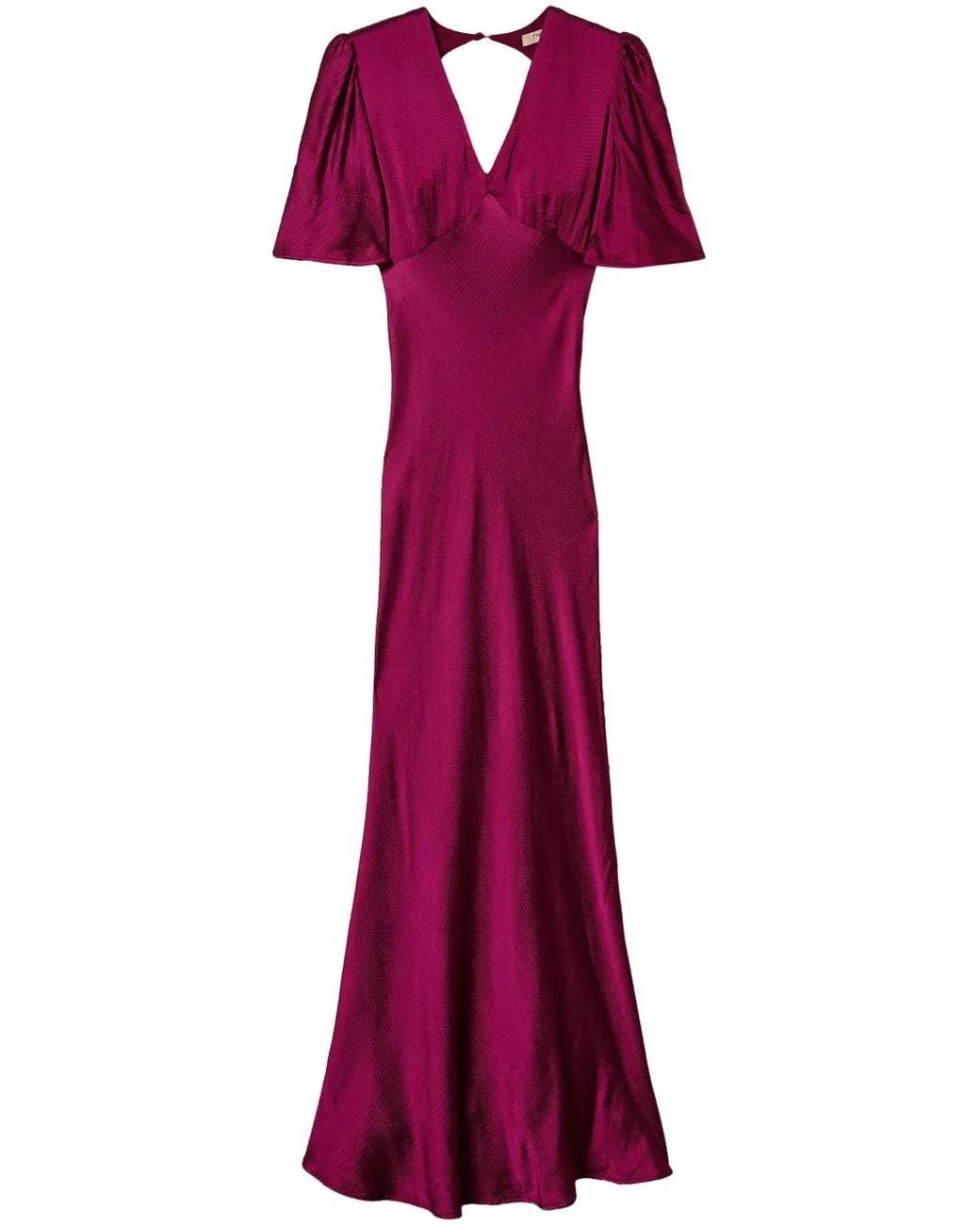 Twinset Purple Hammered Satin V-Neck Dress