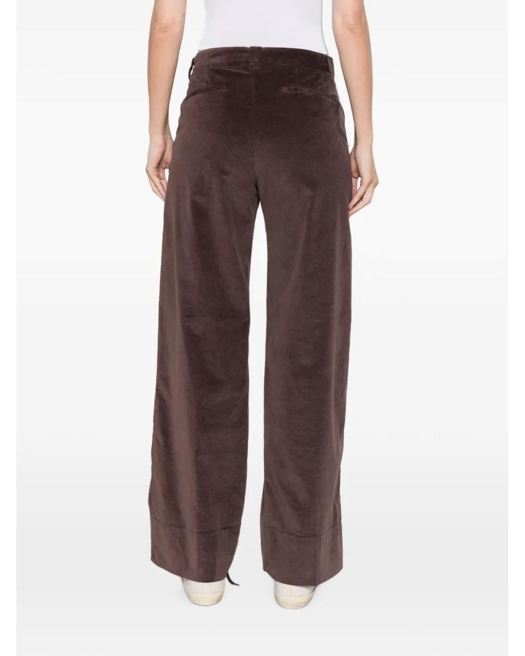 White Sand Brown Corduroy Wide-Leg Trousers