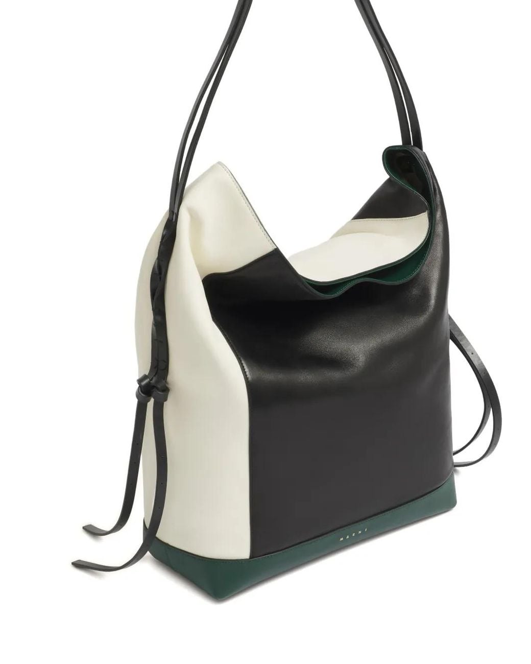 Marni Black Leather Pod 2.0 Large Shoulder Bag