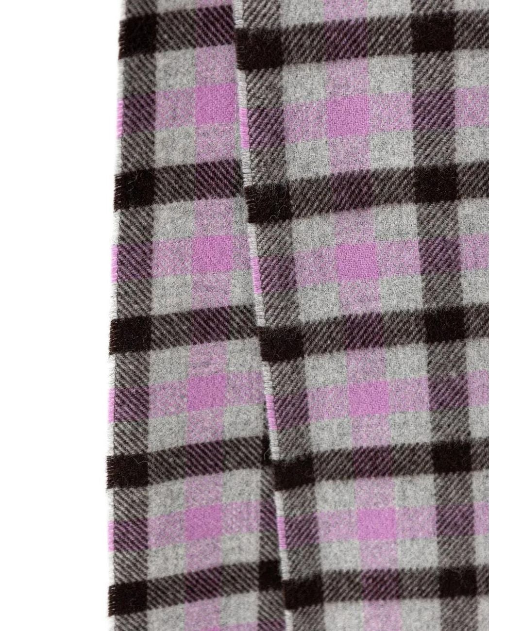 Marc O' Polo White Check-Pattern Frayed Wool Scarf