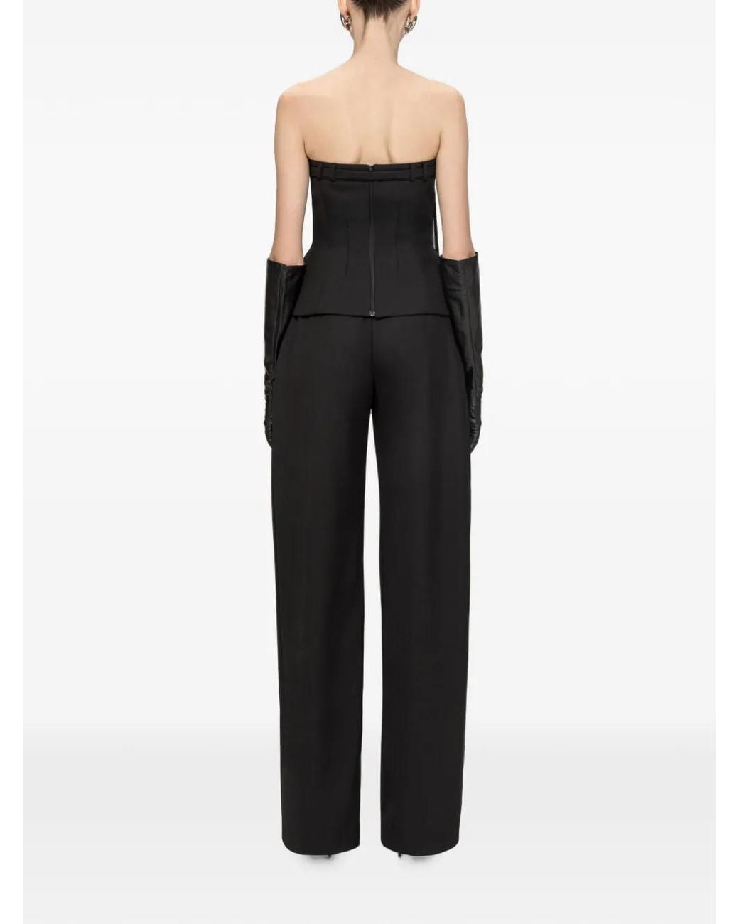Nissa Black Mid-Rise Wool Pants