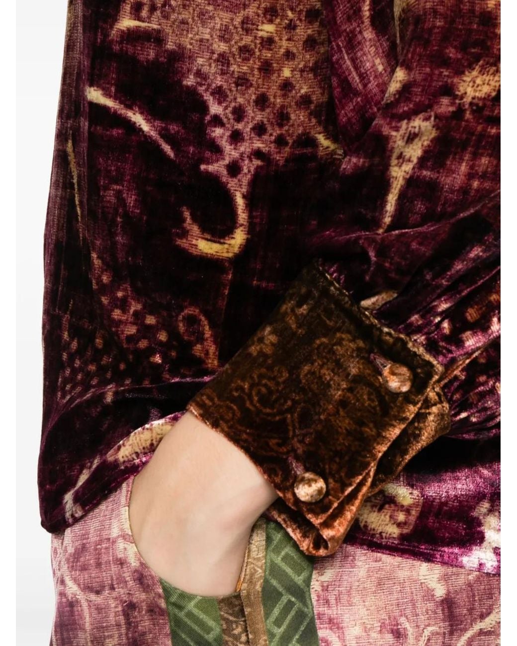 Pierre Louis Mascia Red Patterned Velvet Blouse
