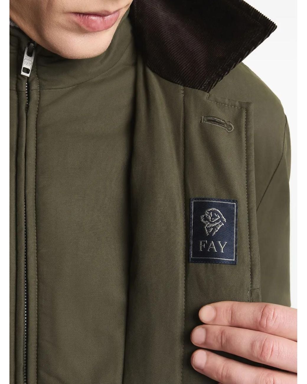 Fay Cargo Jack Met Kraag in het Green voor heren