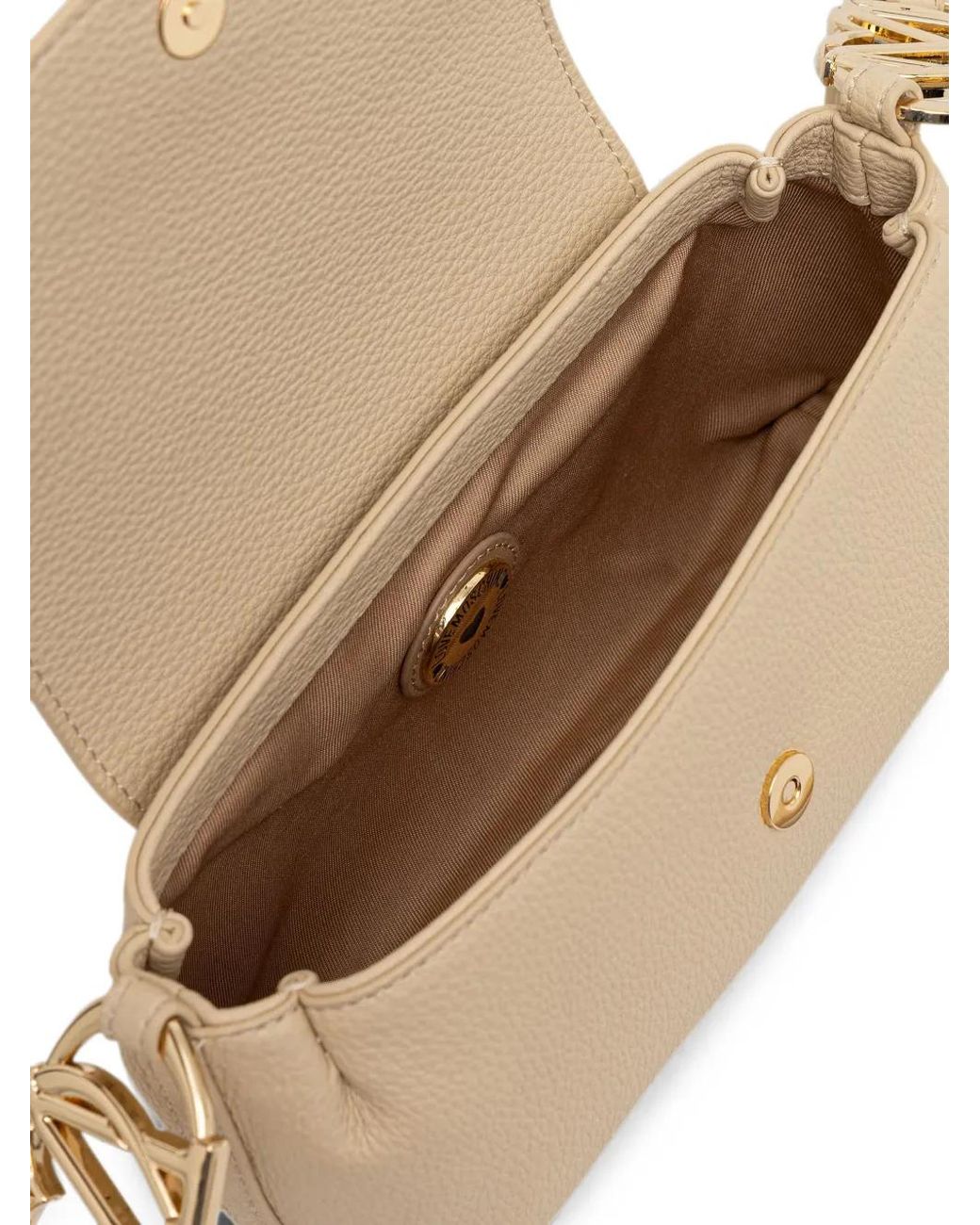 Love Moschino Natural Logo-Plaque Pebbled Cross Body Bag