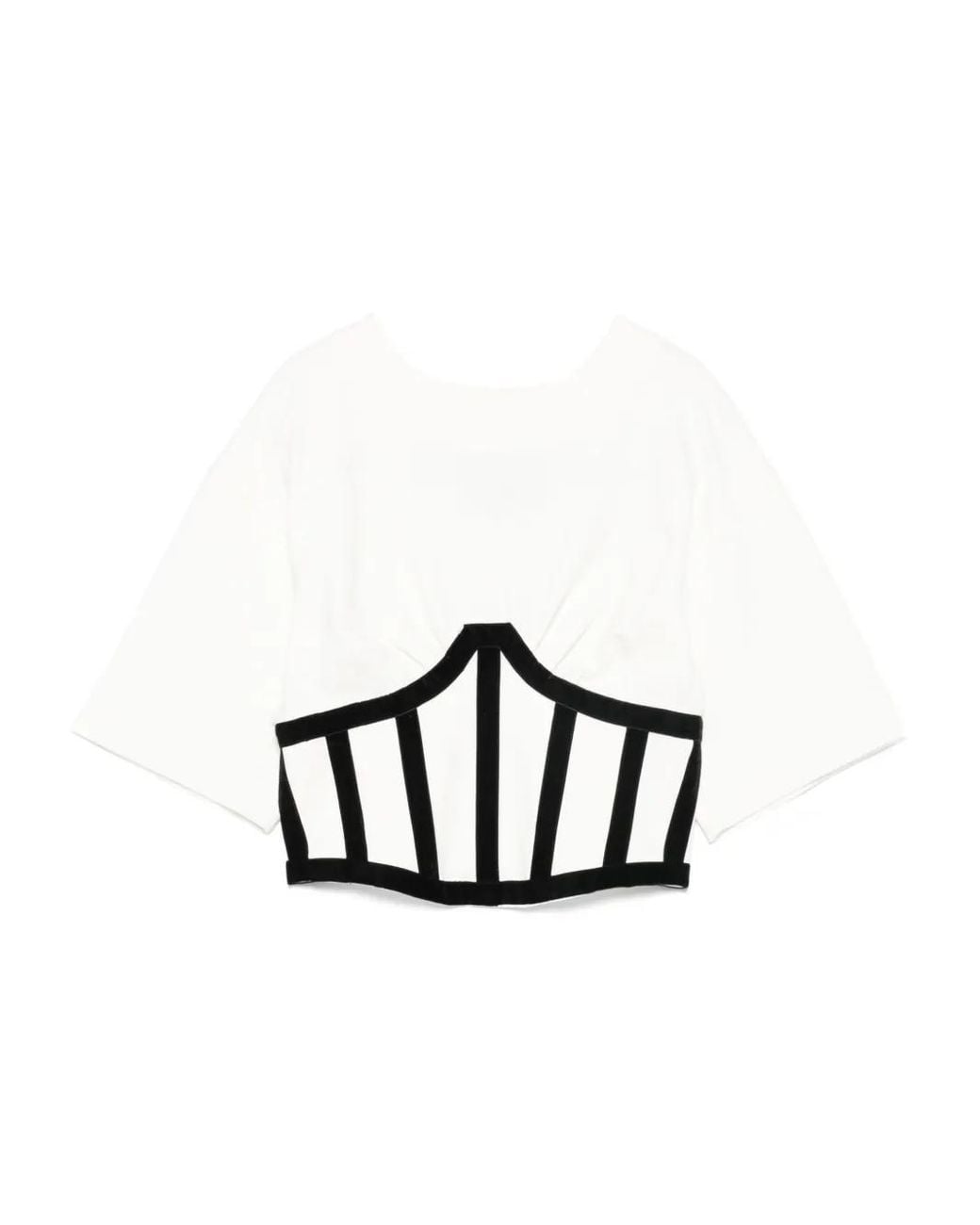 Hamza White Marsilia Corset-Detail Top