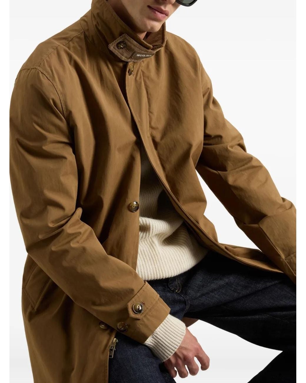 Woolrich Natural Long-Sleeve Padded Coat for men