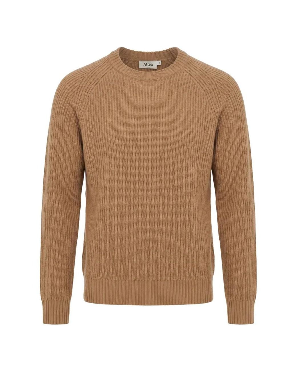 Altea Brown Ribbed-Knit Raglan-Sleeve Sweater for men