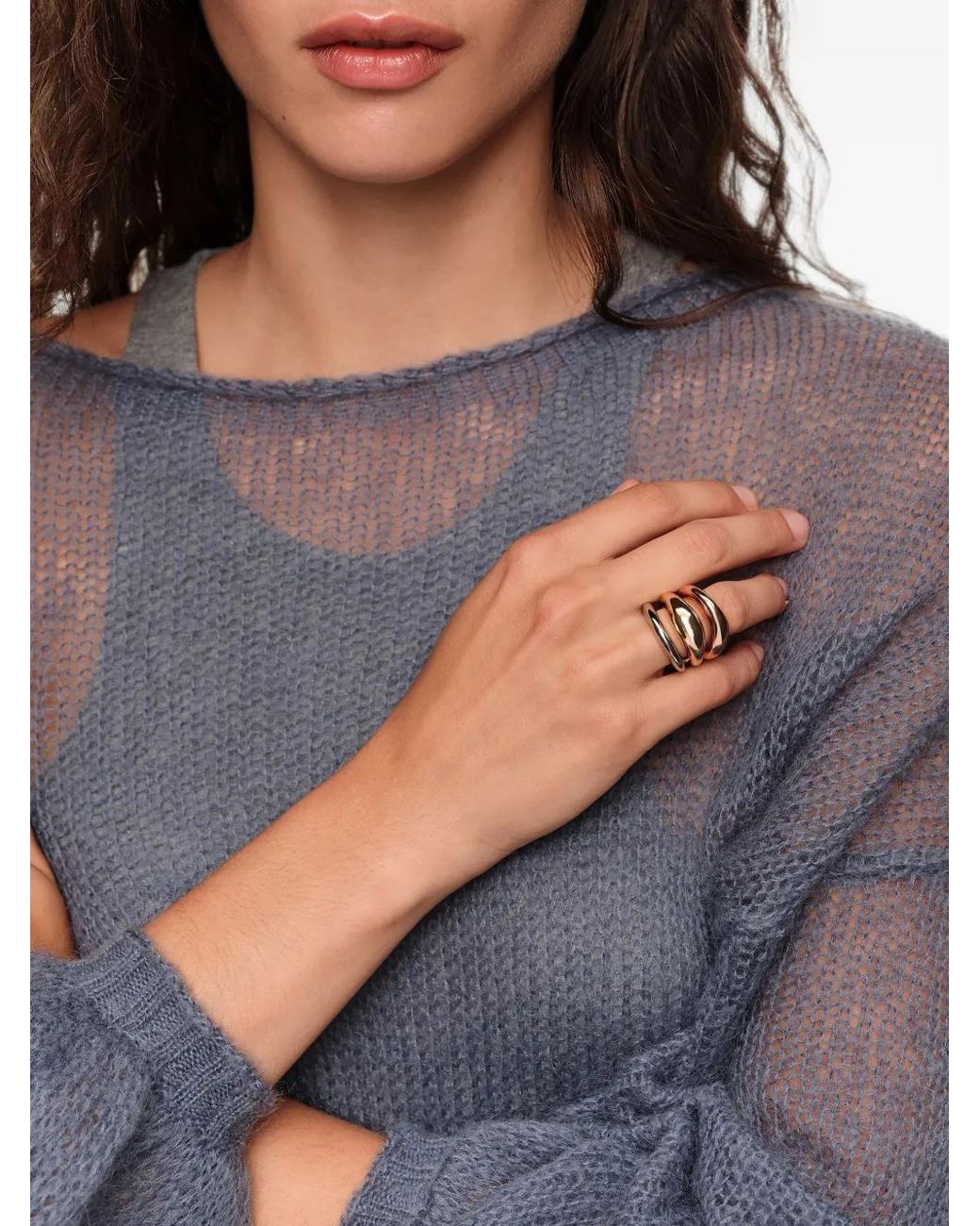 Bimba Y Lola Pink Multi- Irregular Three-Band Ring