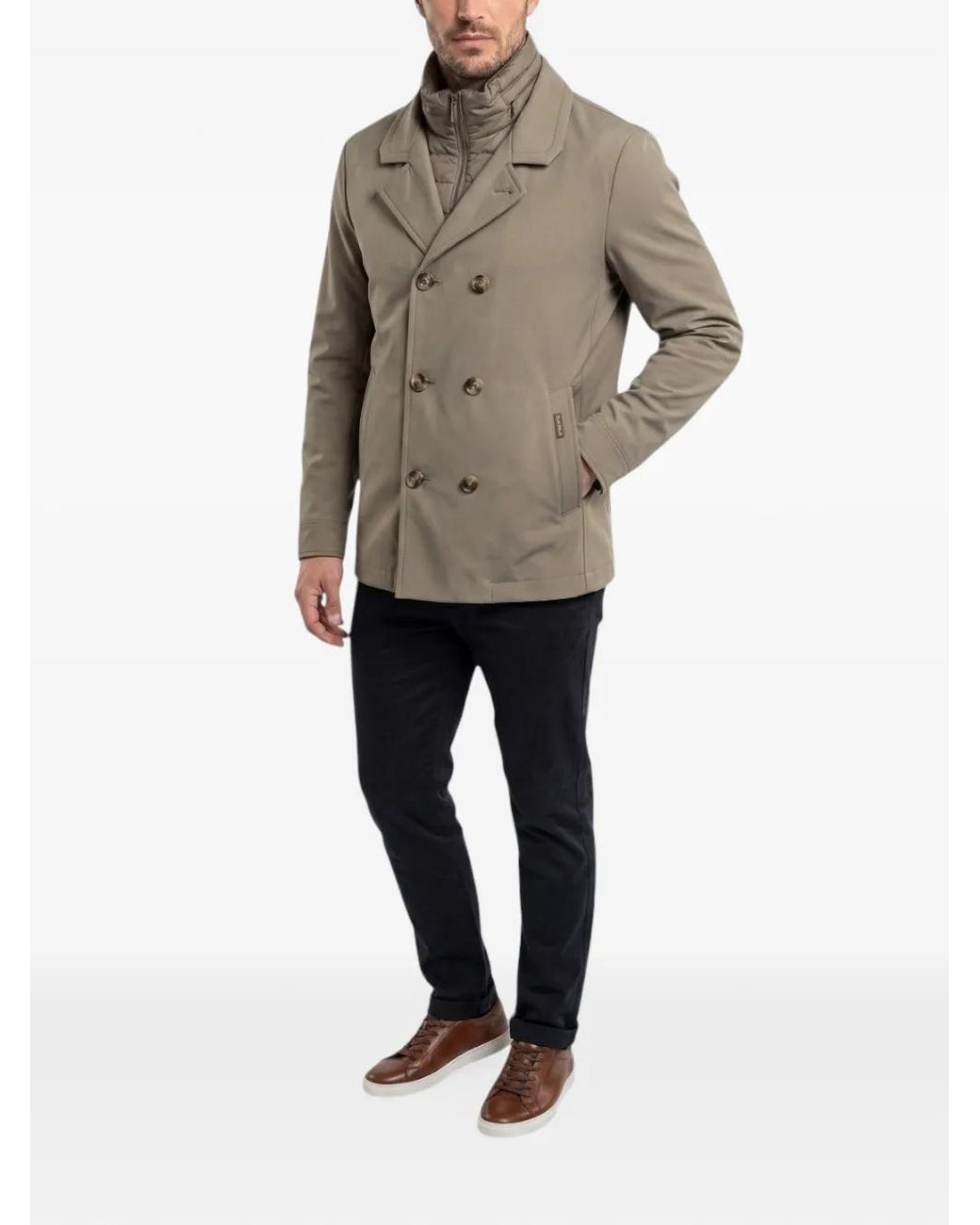 Moorer Gray Double-Breasted Peacoat for men