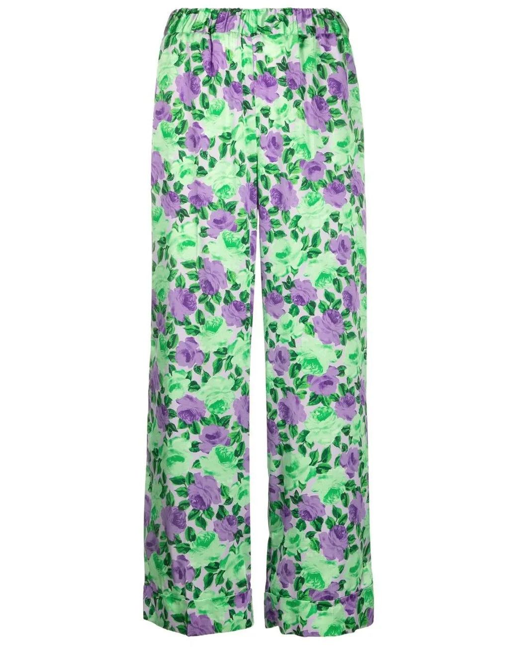 P.A.R.O.S.H. Green Pantalone Floral Print Trousers