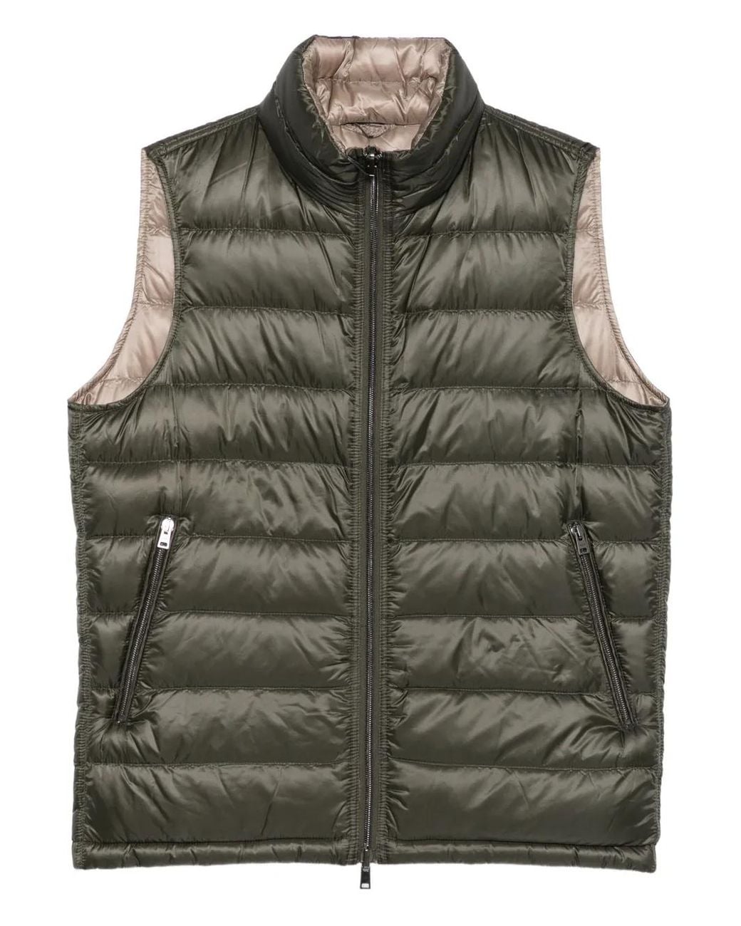 Herno Green Zip-Up Quilted Jacket for men