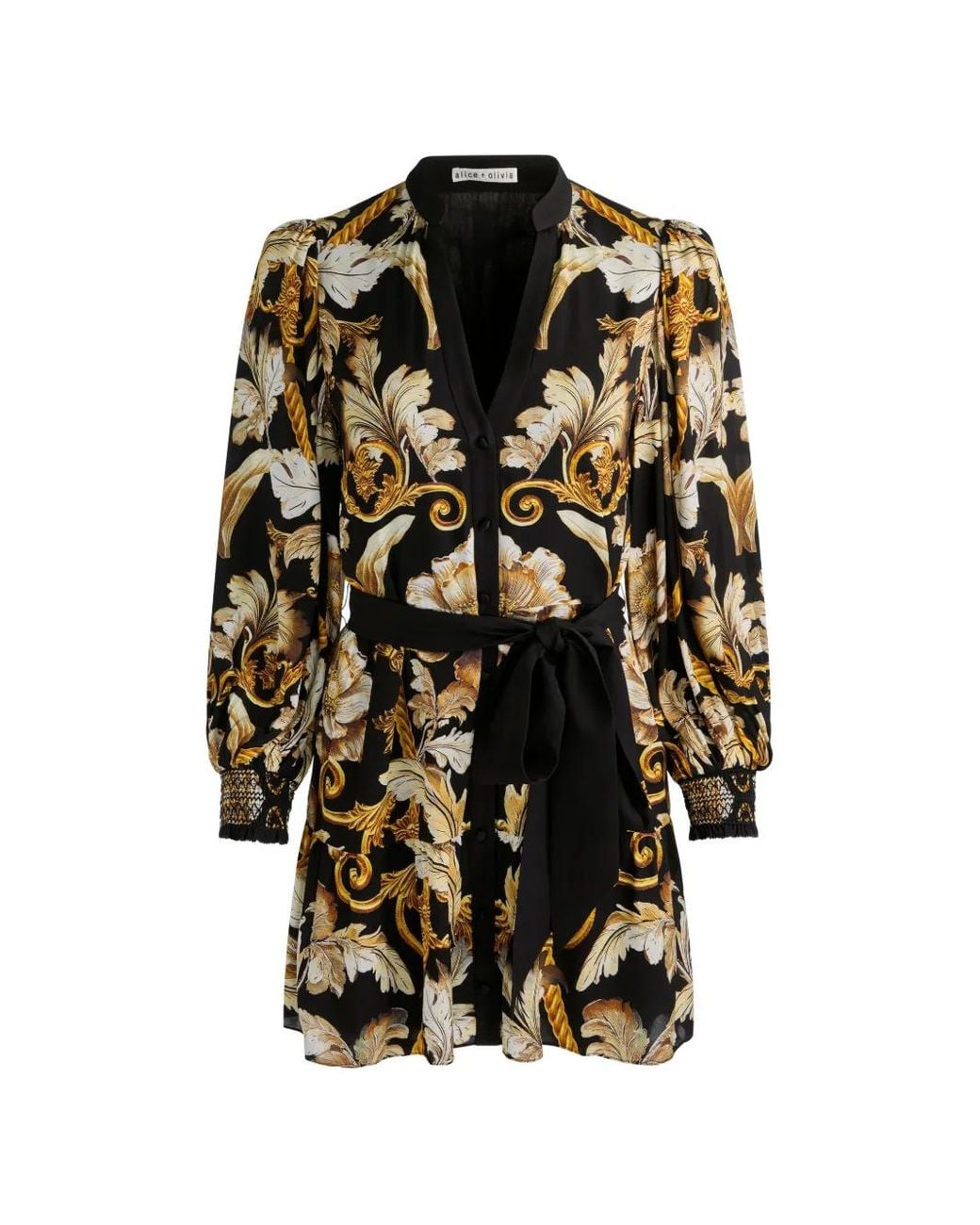 Alice + Olivia Black Antonette Tiered Mini Shirt Dress
