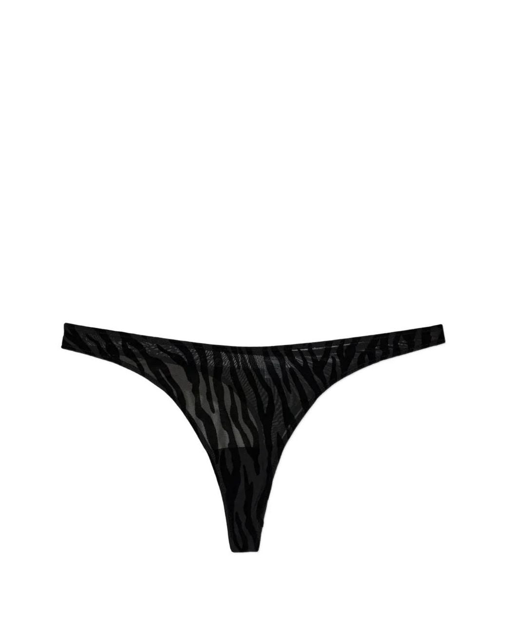 Heist Black Nieve Flocked Mesh Thong