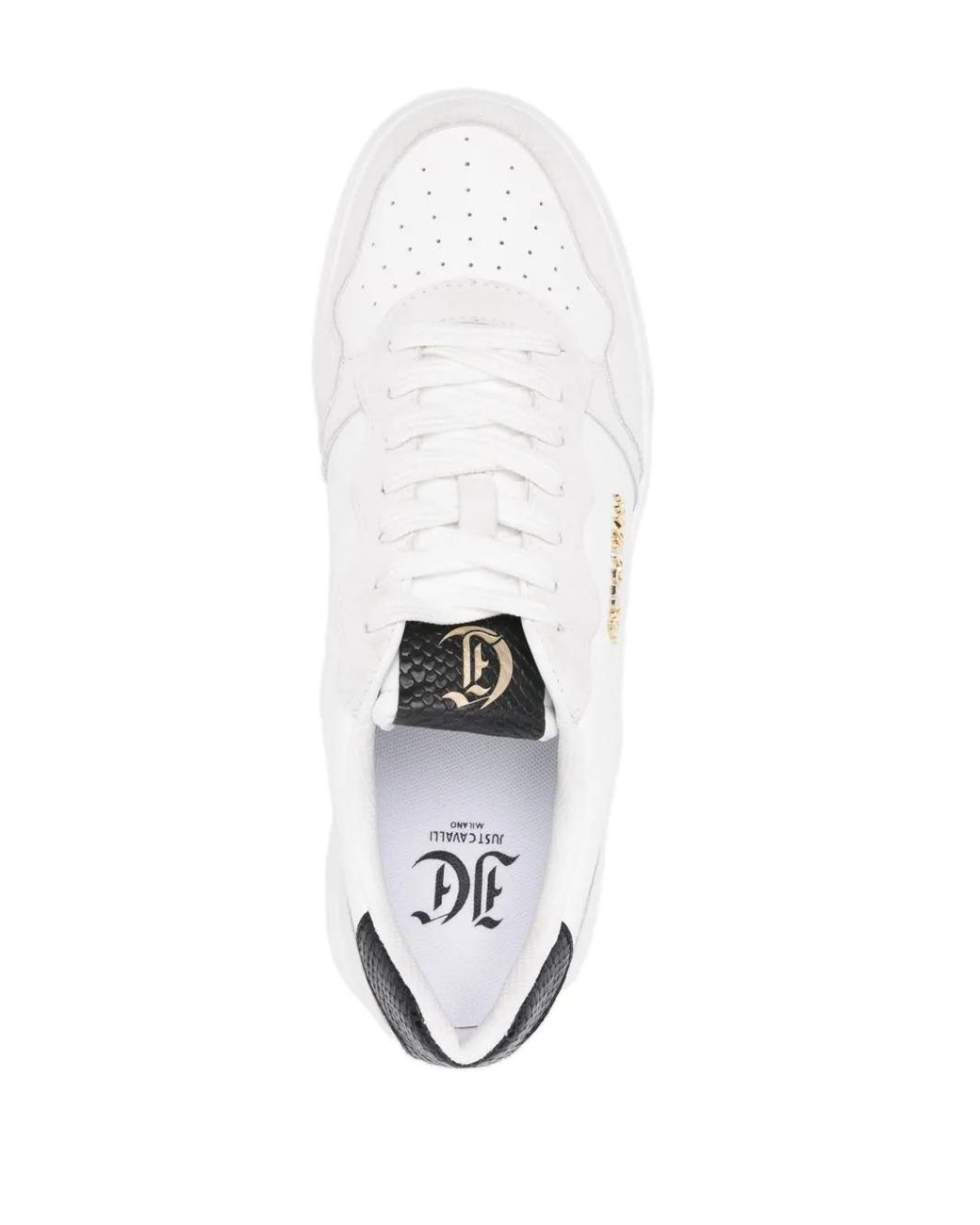Just Cavalli White Minimal Dis. 4 Sneakers for men