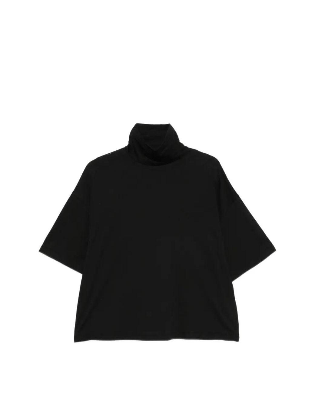 Carla G Black Mock-Neck Short-Sleeve T-Shirt