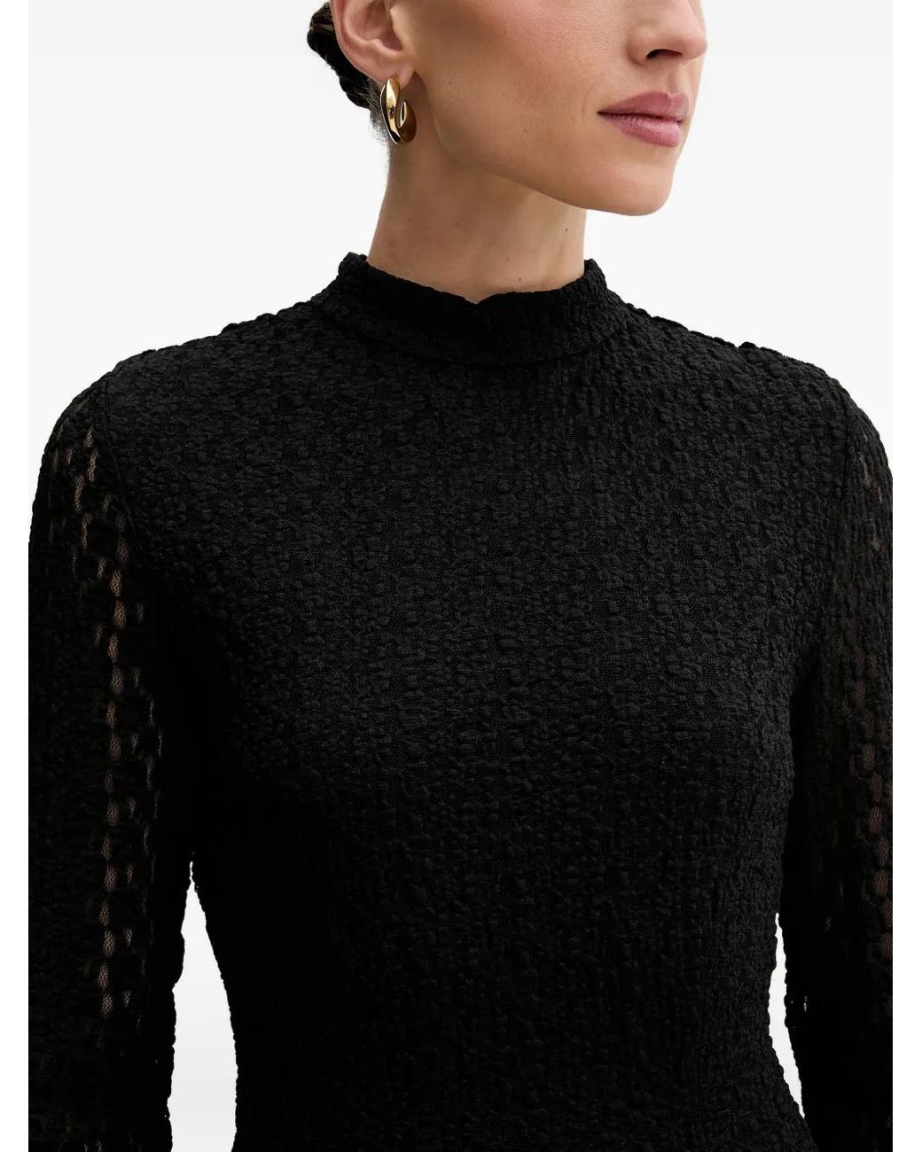 Bardot Black High-Neck Textured Mini Dress