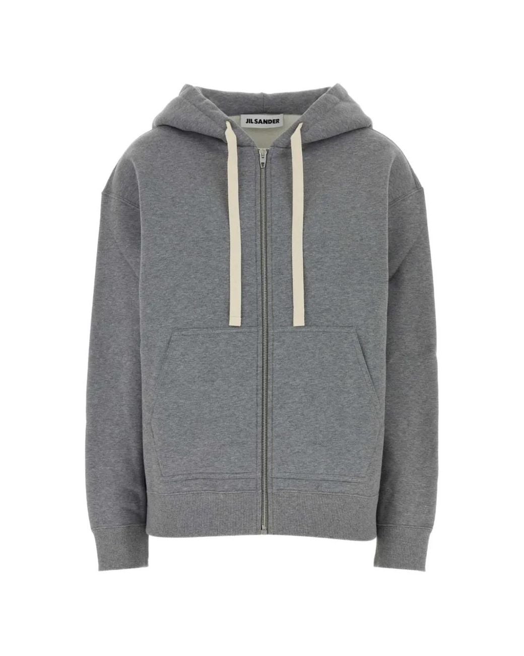 Jil Sander Gray Zip-Up Oversized Hoodie