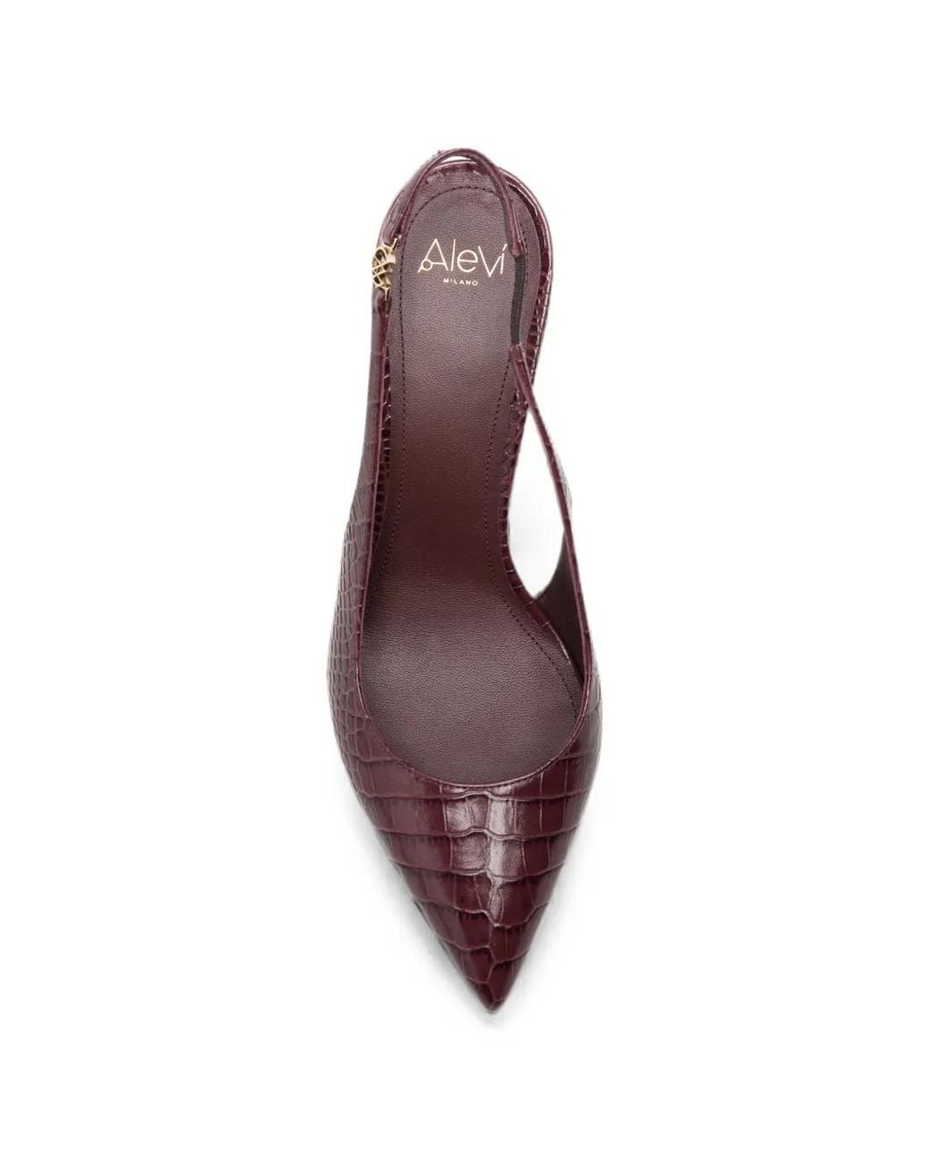 ALEVI Brown Slingback-Pumps Mit Kroko-Effekt