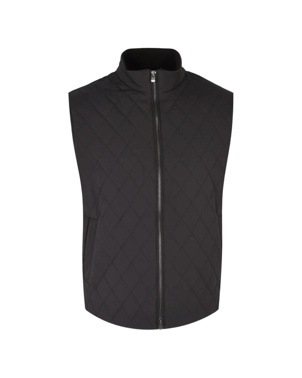 Agnona Black Quilted High-Neck Gilet for men