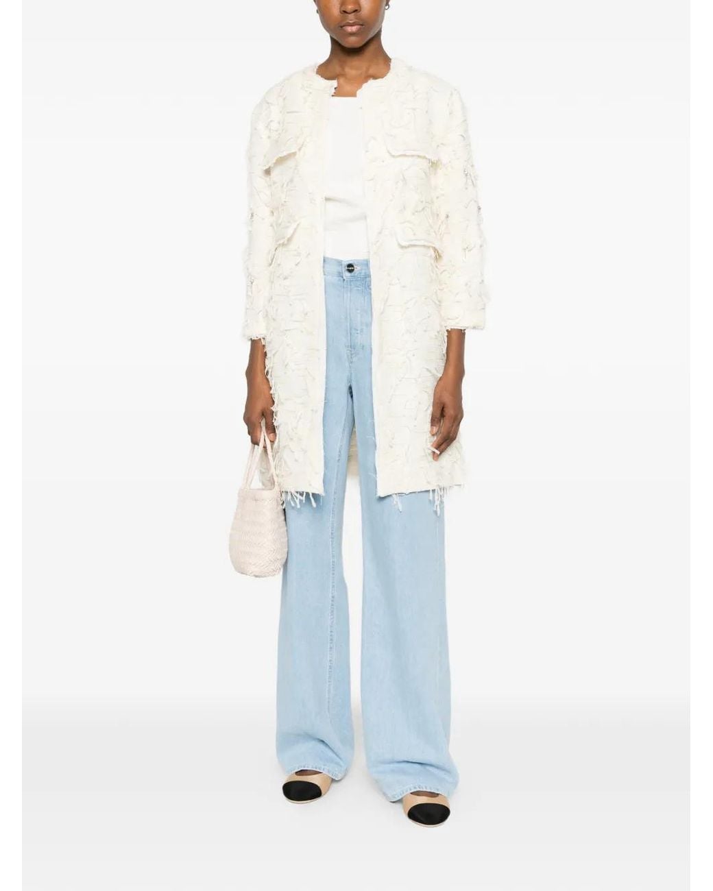 Bye White Open-Front Coat