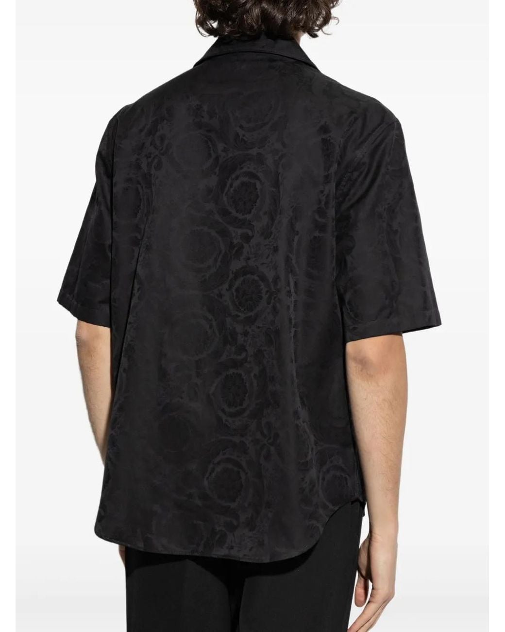 Versace Black Shirt With 'Barocco' Pattern for men