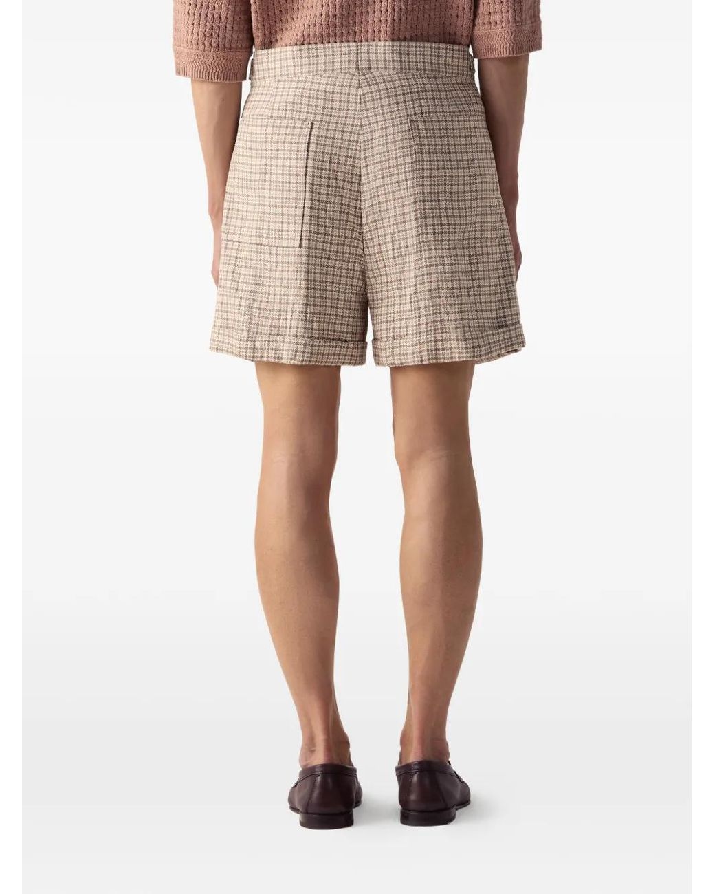 Zegna Natural Button-Detail Pleated Silk Shorts for men