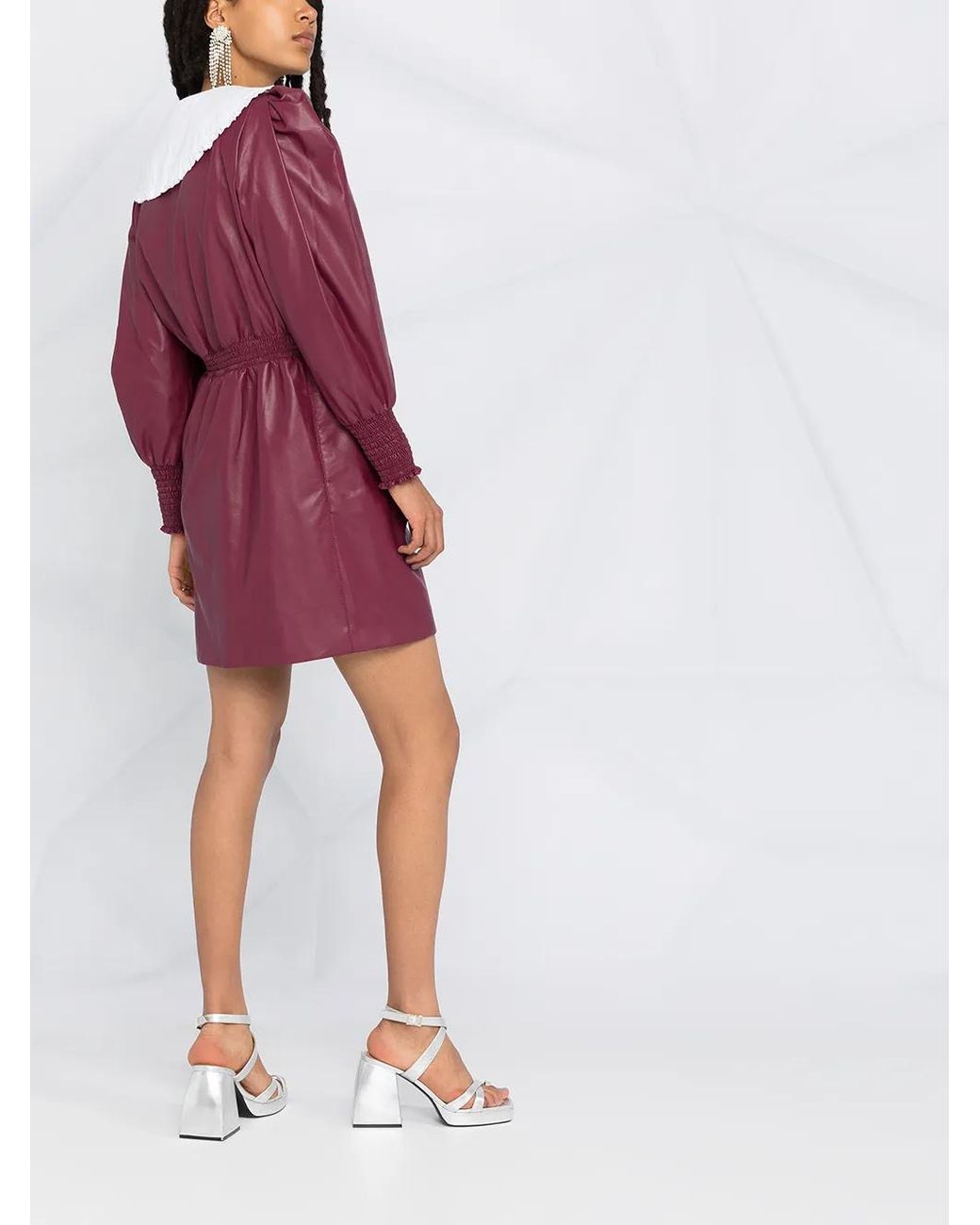 Philosophy Di Lorenzo Serafini Purple Puffed-Sleeve Midi Dress