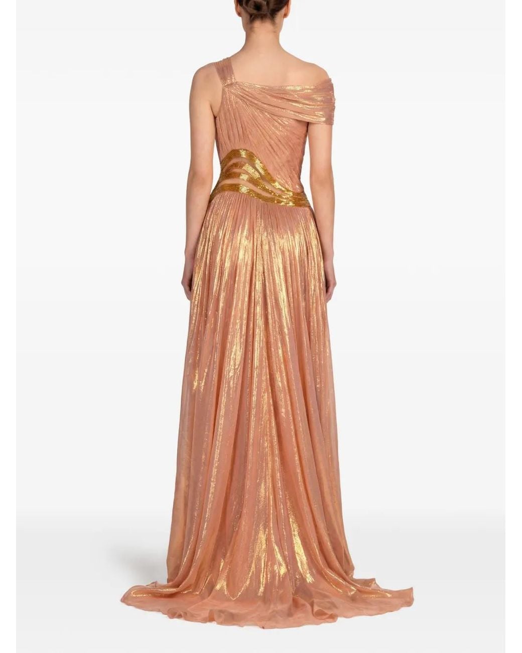 Gatti Nolli by Marwan White Lurex Gown Dress