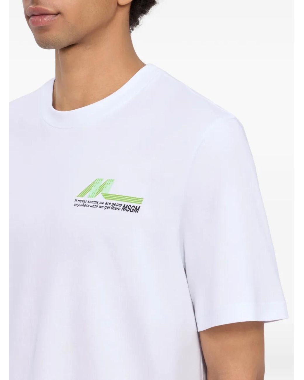 MSGM White T-Shirt À Col Rond for men