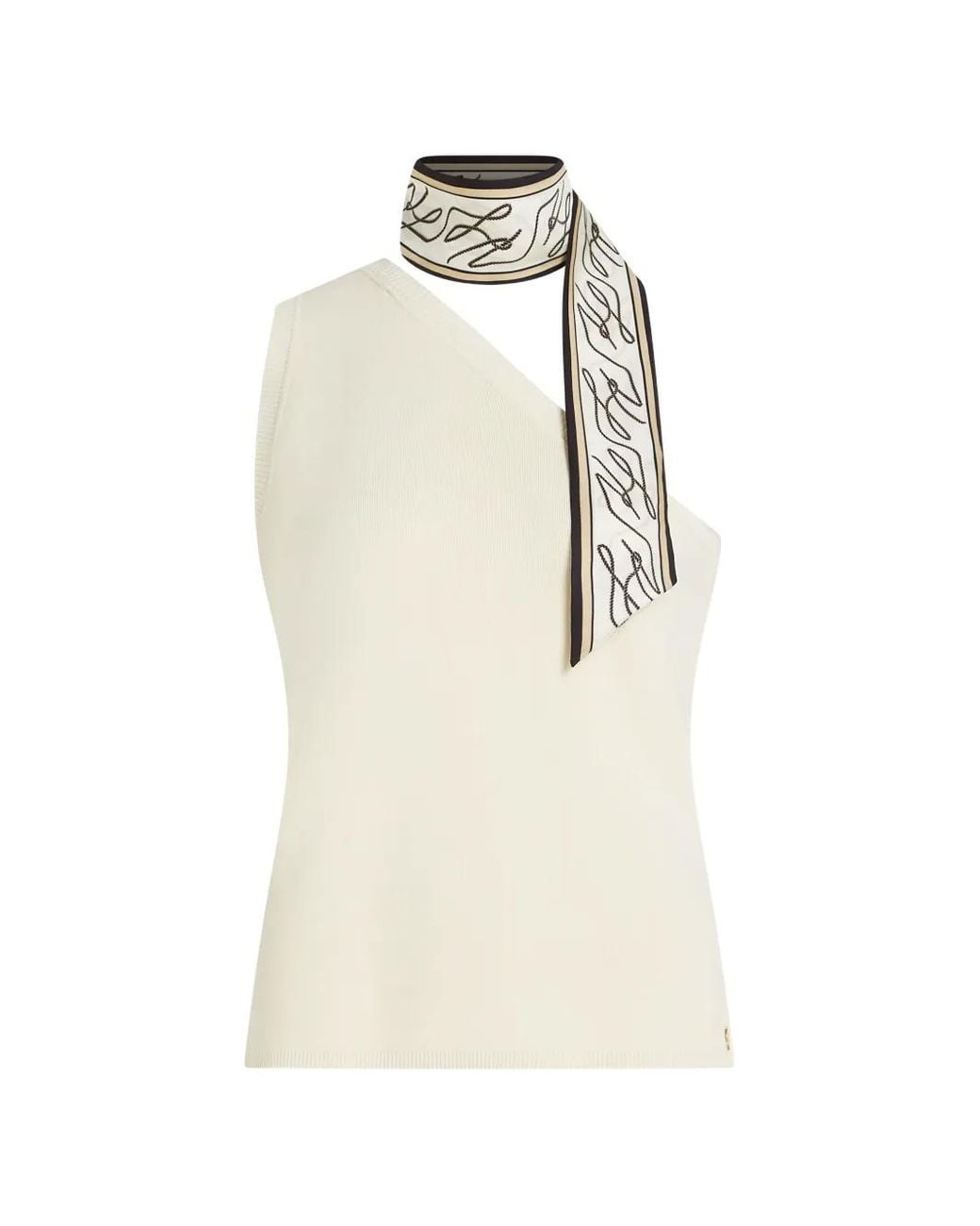 Karl Lagerfeld White Scarf Print Knit Top