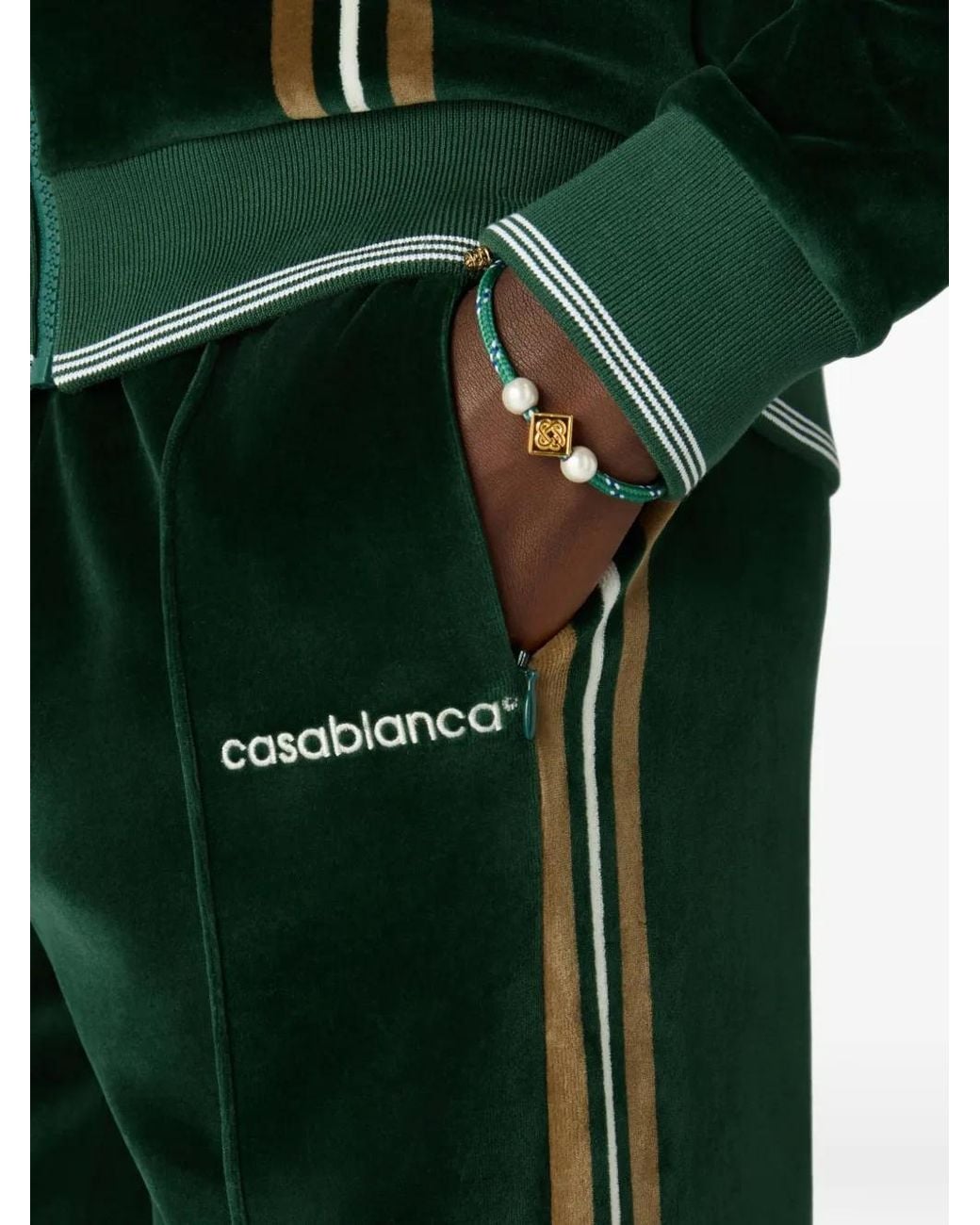 Casablanca Green Logo-Embroidered Side-Stripe Track Pants for men