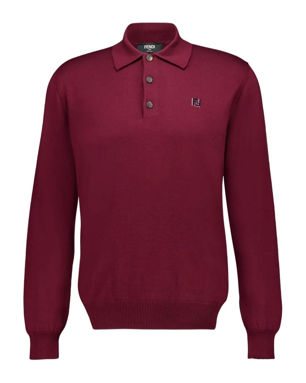Fendi Red Long-Sleeve Polo Shirt for men