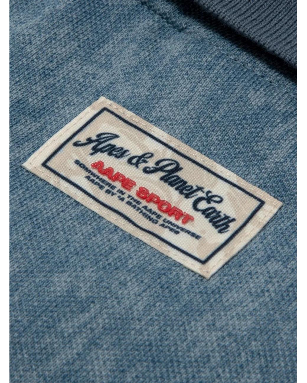 Aape By A Bathing Ape Blue Logo-Appliqué Polo Shirt for men
